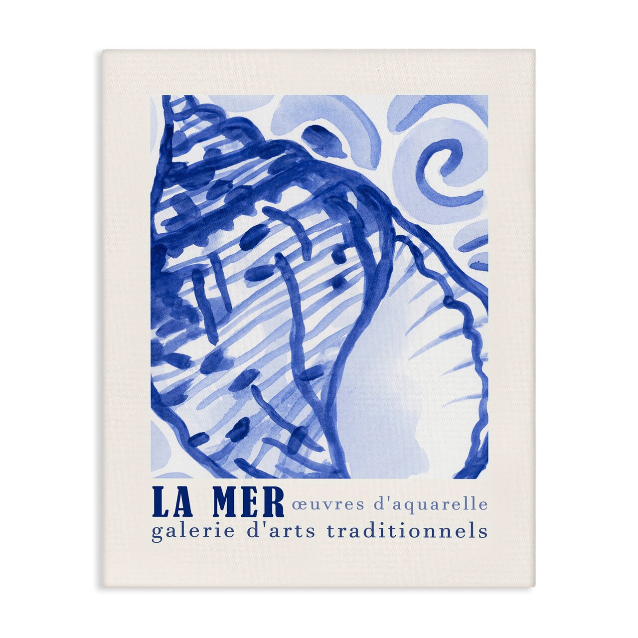 Stupell Industries Blue Seashell Gallery Show Canvas Wall Art Design by June Erica Vess